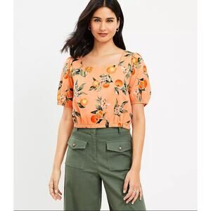 NWT Loft Orange‎ Harvest Cris Cross Cropped Top Cotton Size Small